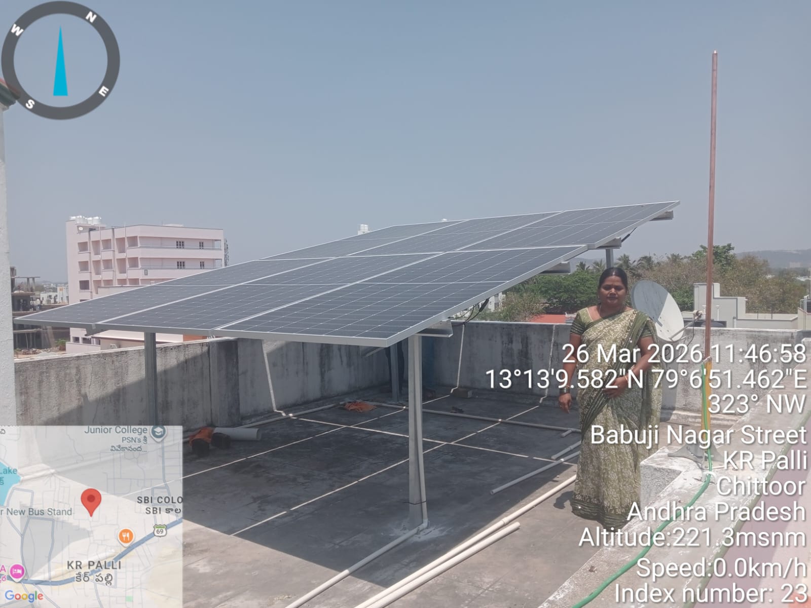 Rooftop solar array in KR Palli, Chittoor, Andhra Pradesh