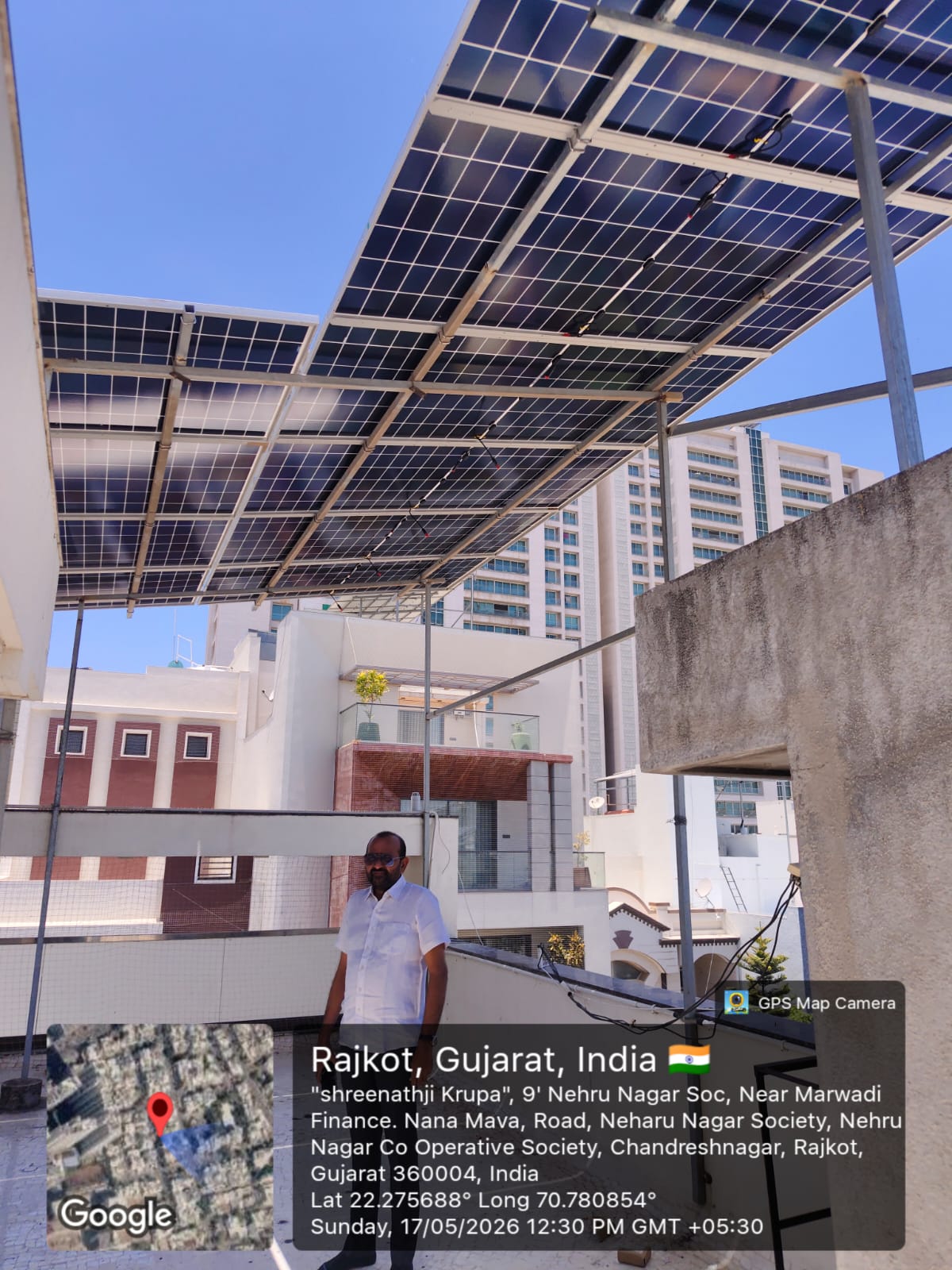 Elevated rooftop solar carport in Rajkot, Gujarat